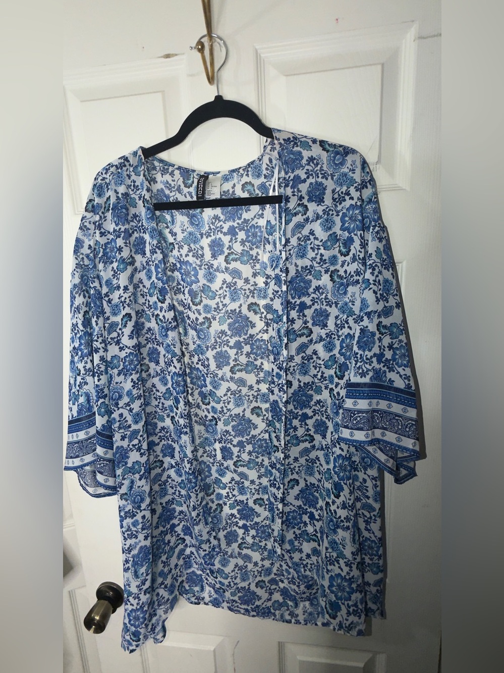 H&M Divided blue floral kimono cardigan oversized size L